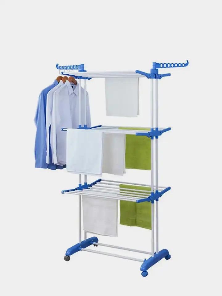 3 LAYERS CLOTHES HANGER RACK WITH WHEELS