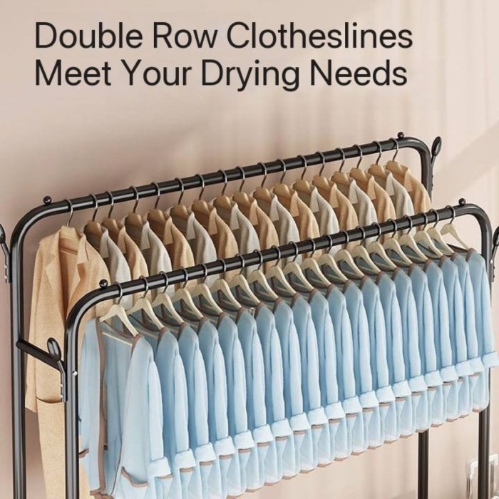 48KG HEAVY DUTY FLOOR FOLDABLE INDOOR DOUBLE POLE CLOTHE HANGER RACK