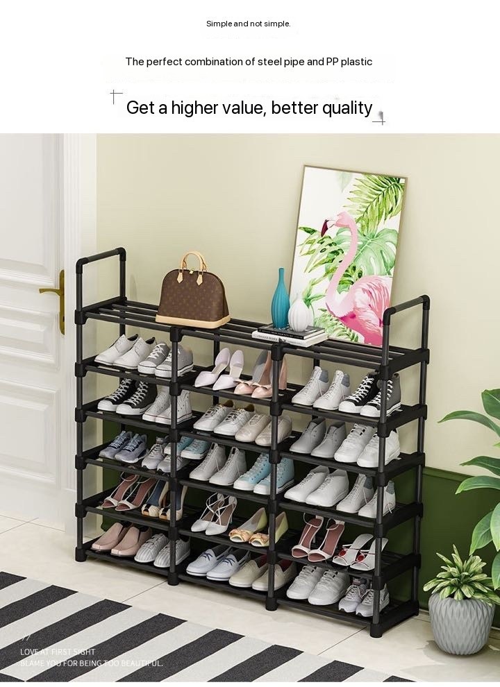 EXOTIC THICKENING STEEL EASY ASSEMBLY DIY 6 LAYERS SHOE RACK – BY 3 COLUMNS