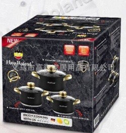 6PCS HAUSROLAND HEAT RESISTING INDUCTION POT COOKWARE SET