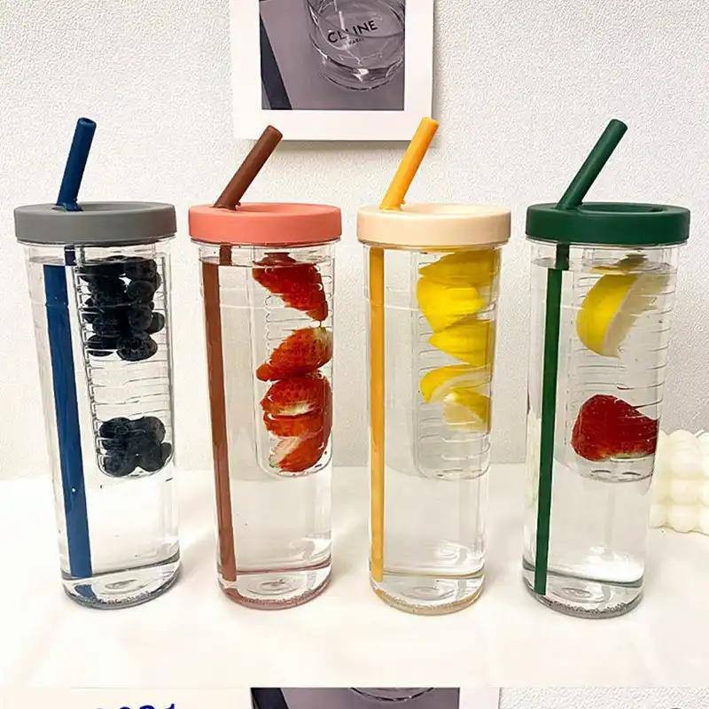 700ML PLASTIC WATER BOTTLE/FRUIT INFUSER WITH STRAW