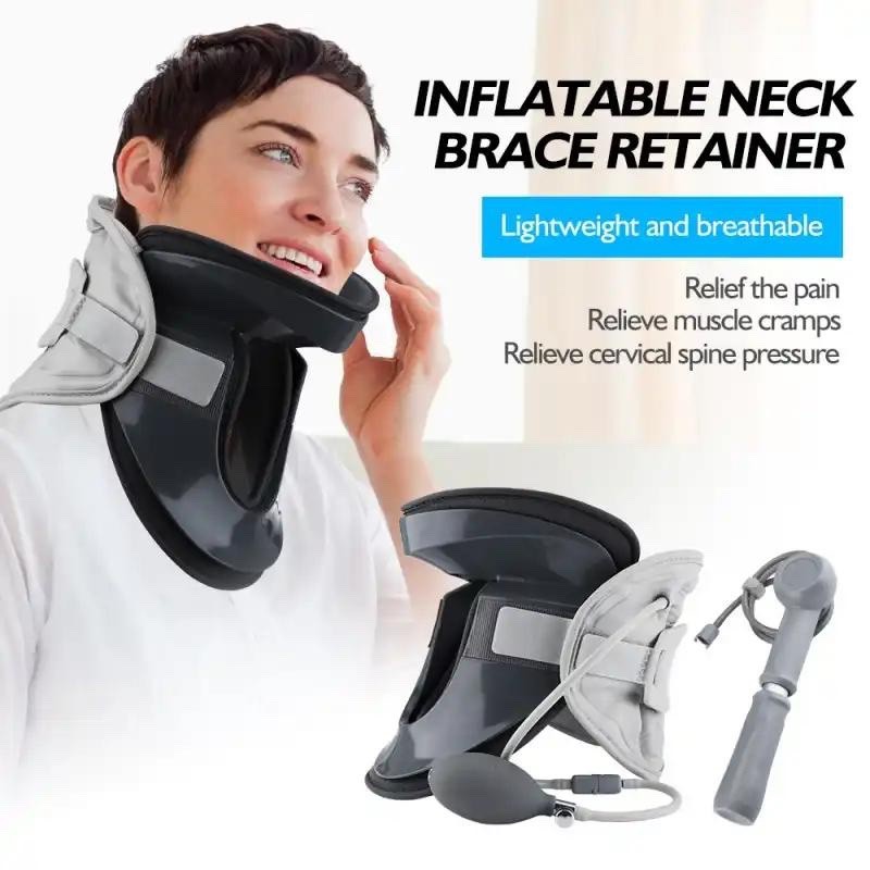 INFLATABLE ADJUSTABLE NECK BRACE RETAINER/CERVICAL NECK TRACTION COLLAR WITH INFLATABLE PUMP – HAILICARE BRAND