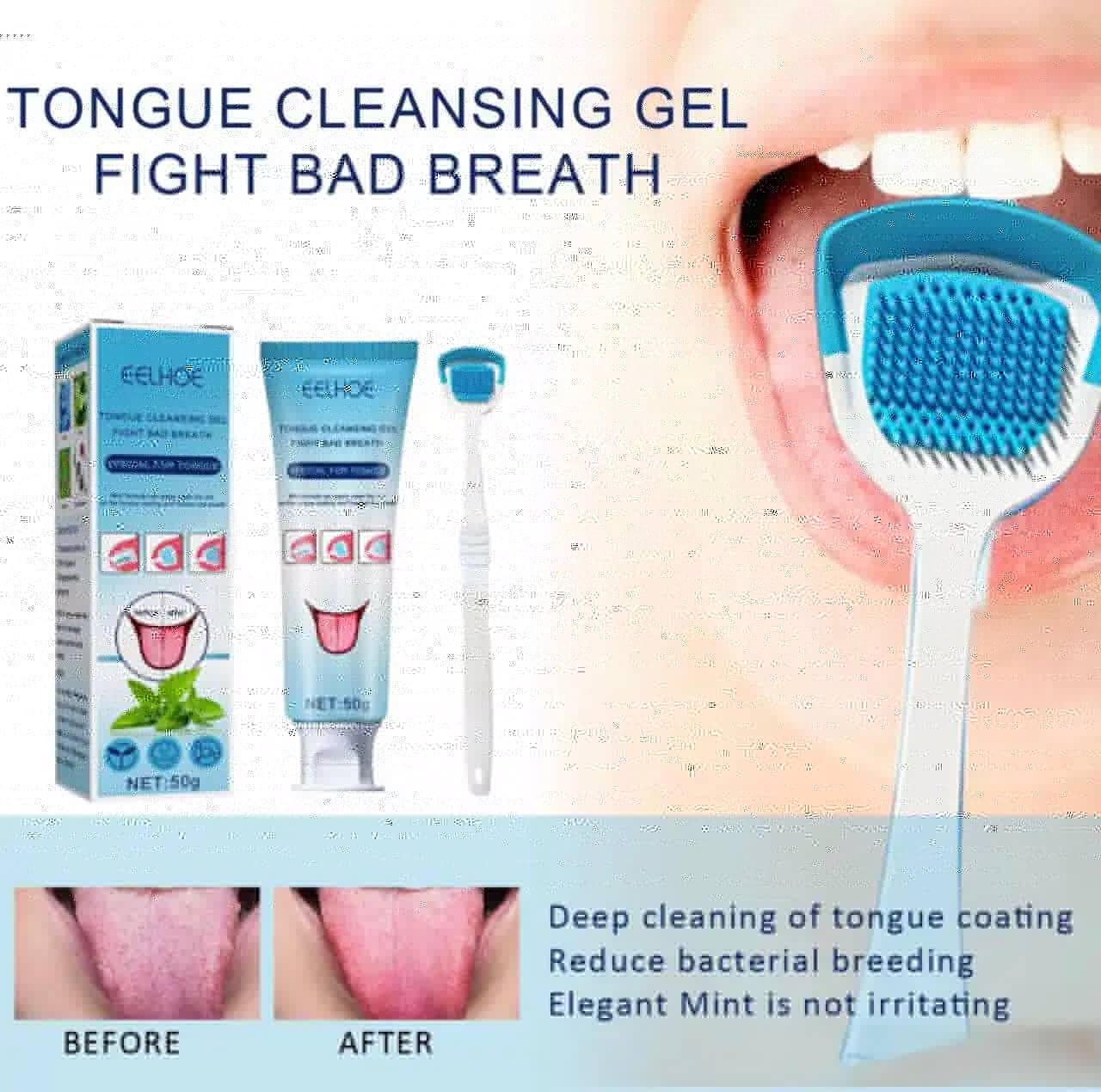 EELHOE TONGUE CLEANING GEL WITH SILICONE SCRAPER