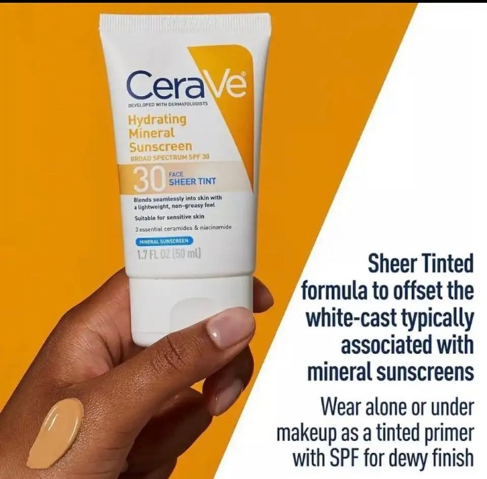 CERAVE HYDRATING MINERAL SUNSCREEN (BROAD SPECTRUM SPF 30 OIL CONTROL FACE SHEER