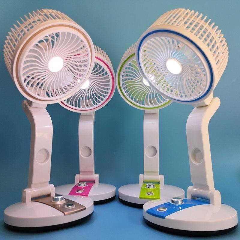 ORIGINAL L-R RECHARGEABLE FOLDING TABLE FAN WITH LED LIGHT