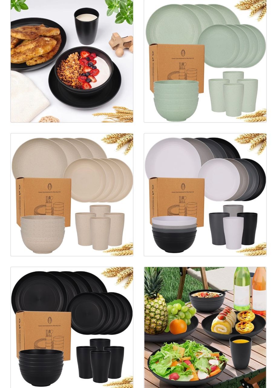 16PCS/SET HEALTHY ECO-FRIENDLY PP MATERIAL THICKENING DINNERWARE/SERVING SET