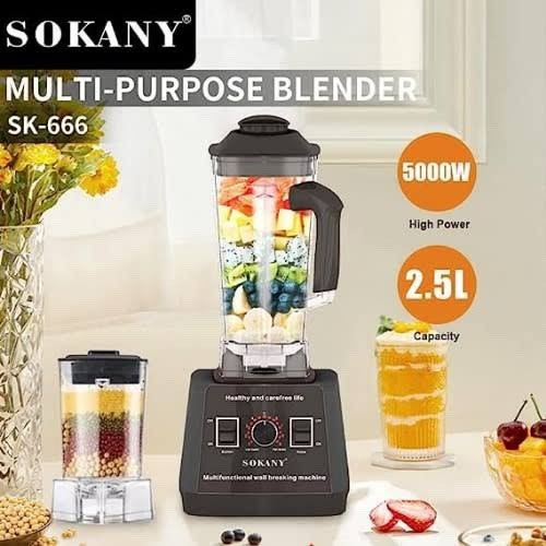 5000WATT SOKANY MULTIFUNCTIONAL DOUBLE CUP BLENDER – (2.5L BIG JAR CUP)