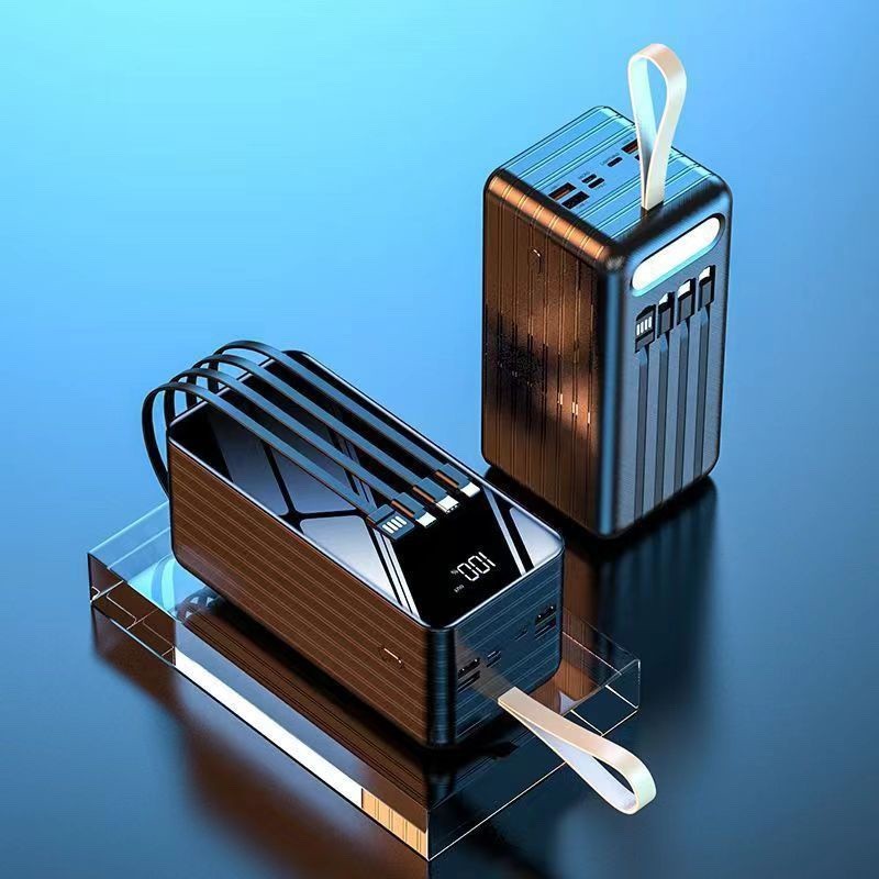 LONG LASTING POWERBANK WITH TORCHLIGHT AND CHARGING CORD (BLACKBERRY, TYPE C, IPHONE & USB CORD ATTACHED)