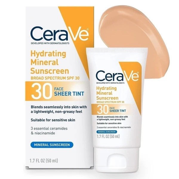 CERAVE HYDRATING MINERAL SUNSCREEN BROAD SPECTRUM SPF 30 OIL CONTROL FACE SHEER TINT,ANTI-AGING CREAM
