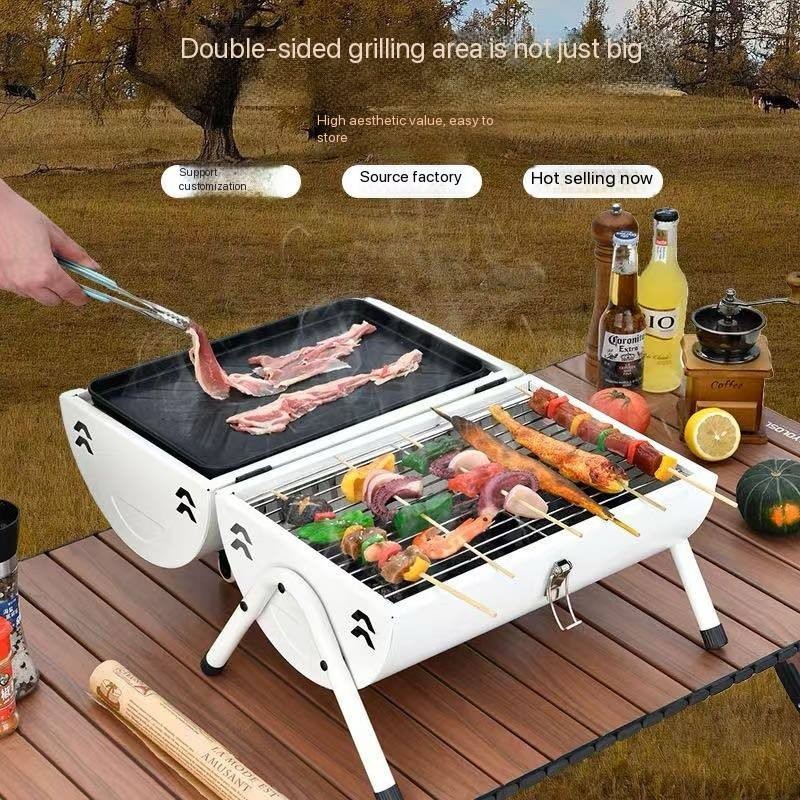 MULTIPURPOSE INDOOR,OUTDOOR DOUBLE SIDED OVAL CHARCOAL BERBECUE (BBQ) GRILL