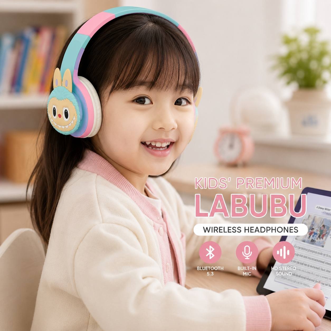 KIDS’ PREMIUM LABUBU CHARACTER WIRELESS HEADPHONES
